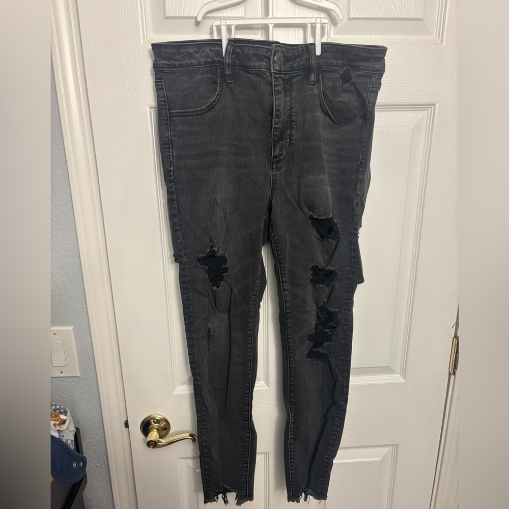 American Eagle Outfitters Black Distressed Jeggings